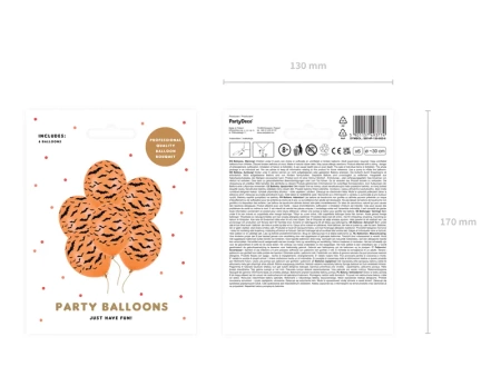 Balony lateksowe 30cm - Nietoperze - Halloween - Pomarańczowe - 6 sztuk
