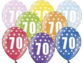 Balony Strong 30cm, 70th Birthday, Metallic Mix - 50 sztuk