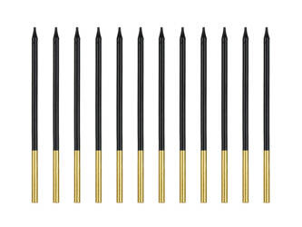 Świeczki urodzinowe gładkie, Czarne, 14cm, 12 sztuk