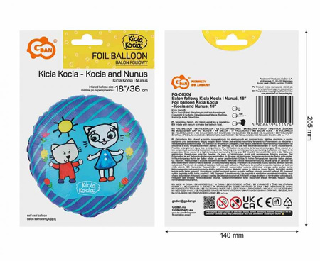 Balon foliowy 45cm - Kicia Kocia i Nunuś - 1szt.