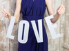 Baner papierowy, Love, Srebrny, Brokatowy - 21 x 55 cm