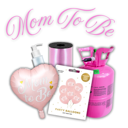 Zestaw MOM TO BE, DZIEWCZYNKA - 7 balonów, Wstążka, Uszczelniacz, Butla z helem