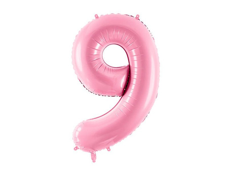 Balon foliowy, Cyfra "9", Różowy - 86cm 