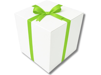 Bielone Pudełko kartonowe - klapowe - 60 x 60 x 60 cm - tasiemka zielone jabłuszko