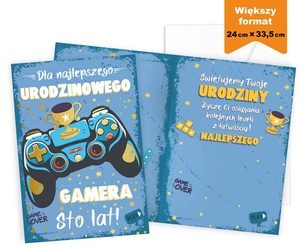 Kartka okolicznościowa, Gamer, Niebieska