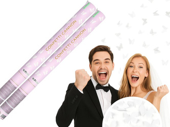 Zestaw 2x Tuba Konfetti - Motylki - białe - 60cm