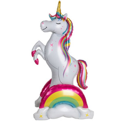 Balon Foliowy Stojący - Jednorożec na Tęczy - 43 x 52 x 94 cm
