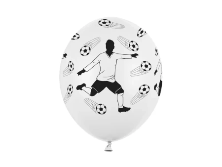 Balony lateksowe 30cm - Piłkarz i piłki - Pastel White - 6 sztuk