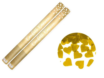 Tuba Konfetti - Złote Serca - 60 cm