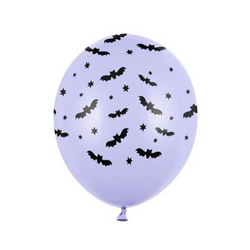 Balon lateksowy 30cm, Nietoperze, Jasnofioletowy - Halloween - 1 sztuka