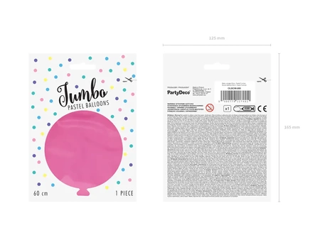 Balon lateksowy 60 cm Pastel Pastel Fuchsia (FUKSJOWY) 1 szt.
