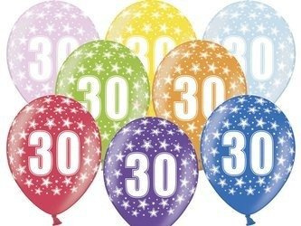 Balony Strong 30cm, 30th Birthday, Metallic Mix - 50 sztuk