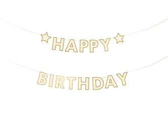 Baner papierowy, Happy Birthday, 220 x 14,5 cm, 1 szt.