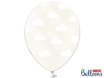 Balony lateksowe 30cm, Chmurki, Crystal Clear - 50 sztuk