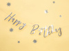 Baner urodzinowy, Happy Birthday, Srebrny - 16,5 x 62 cm