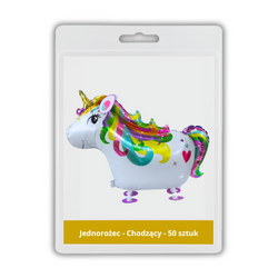 10 x Chodzący balon foliowy - Jednorożec z nóżkami - 81 x 62.8 cm - Purka