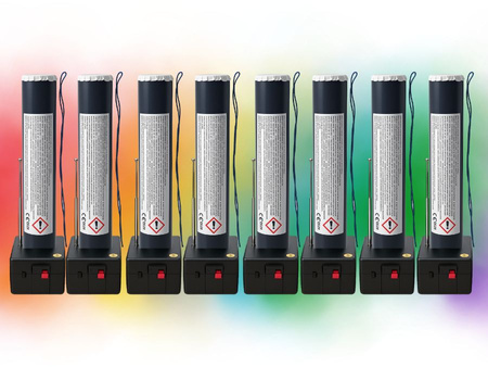 Zestaw 8x MINA DYMNA Z ZAPALNIKIEM plus SYSTEM do odpalania - MIX kolorów - 40mm