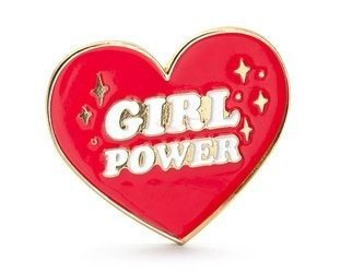 Przypinka metalowa, Serce, Girl Power - 3 x 3 cm