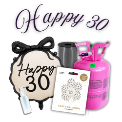 Zestaw HAPPY 30 - 7 balonów, Wstążka, Uszczelniacz, Butla z helem