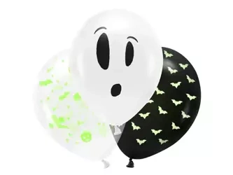 Balony lateksowe UV 27cm - BOO! - Mix - 3 szt.