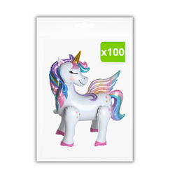 100 x Stojący balon foliowy - Jednorożec 3D - 61x66x32cm - Purka