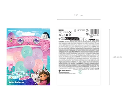 Balony lateksowe 27cm - Koci Domek Gabi - 6 sztuk