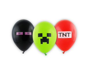 Balony lateksowe - Piksele TNT - Minecrafit - 27cm - 6 szt.