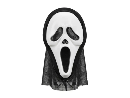 Maska Hallowen z kapturem - 18x31cm - czarno-biała