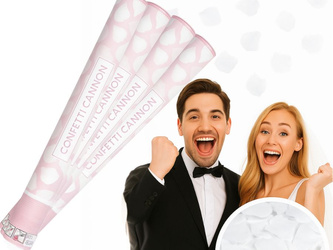 Zestaw 4x Tuba Konfetti - Płatki róż - biały - 60cm