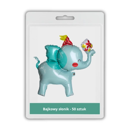 50 x Stojący balon foliowy - Bajkowy Słonik - 52.5 x 51cm - Purka