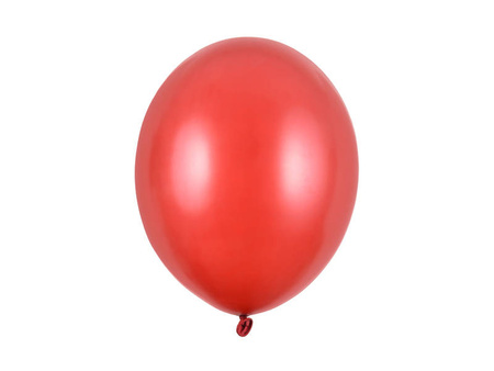 Balony lateksowe 30cm, czerwony metalizowany, 25 szt.