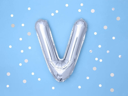 Balon foliowy - Litera "V" - Srebrna - 35 cm