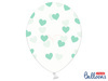 Balony Strong 30cm, Crystal Clear, Miętowe Serca - 6 sztuk