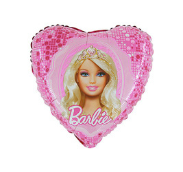 Balon foliowy, Serce, Barbie, 45 cm, 1 szt.