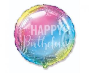 Balon foliowy, Happy Birthday, gradient, 45 cm, 1 szt.