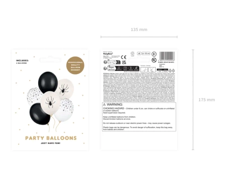 Balony lateksowe 30cm - Pająki - Halloween - 6 sztuk