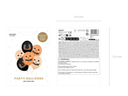 Balony lateksowe 30cm - Dynie - Halloween - 6 sztuk