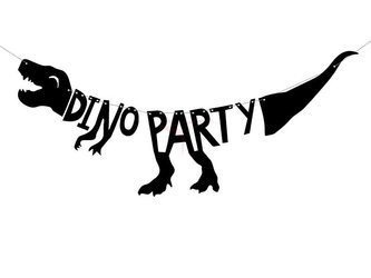 Baner na imprezę, Dino Party, Czarny - 20 x 90 cm