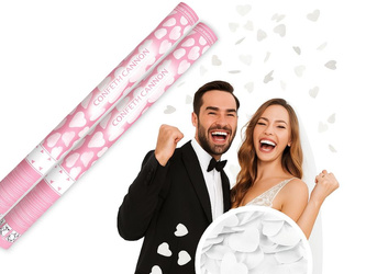 Tuba Konfetti - Białe Serca - 60 cm