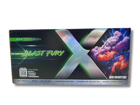POKAZ FAJERWERKÓW BLASTFURY COMPOUD, 113 strzałów, 25/30mm, HQC113S, Surex