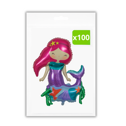 100 x Stojący balon foliowy - Syrenka 3D - 56x65x36cm - Purka