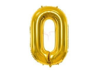 Balon foliowy - Cyfra "0" - Złoty - 86 cm