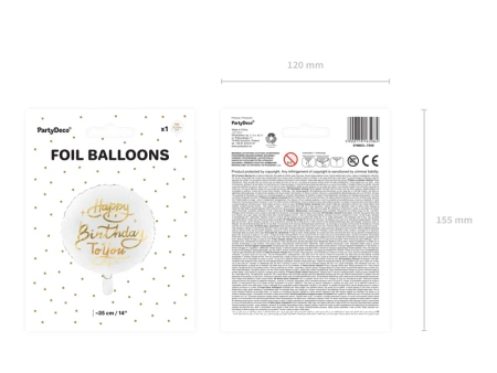 Balon foliowy Happy Birthday To You - Biały - 35cm