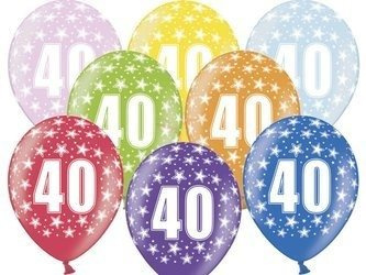 Balony Strong 30cm, 40th Birthday, Metallic Mix - 50 sztuk