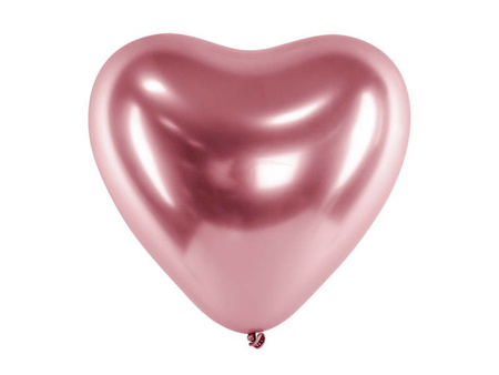 Balony lateksowe 30cm, Serca, Glossy, Różowe złoto - 50 sztuk