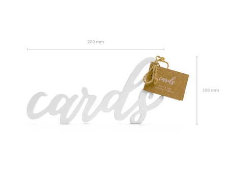 Drewniany napis - Cards - Bielony - 20 x 10 cm