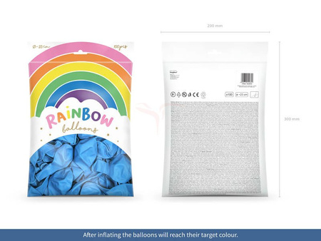 Balony metalizowane 23cm, Rainbow, Niebieskie - 100 sztuk