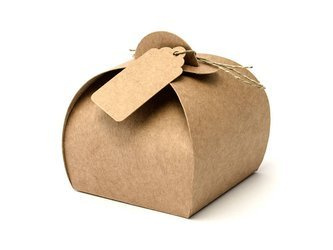 Pudełka z zawieszkami, Kraft, 6 x 6 x 5.5 cm - 10 sztuk