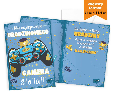 Kartka okolicznościowa, Gamer, Niebieska