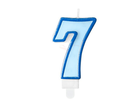 Świeczka urodzinowa, Cyferka 7, Niebieska - 7 cm